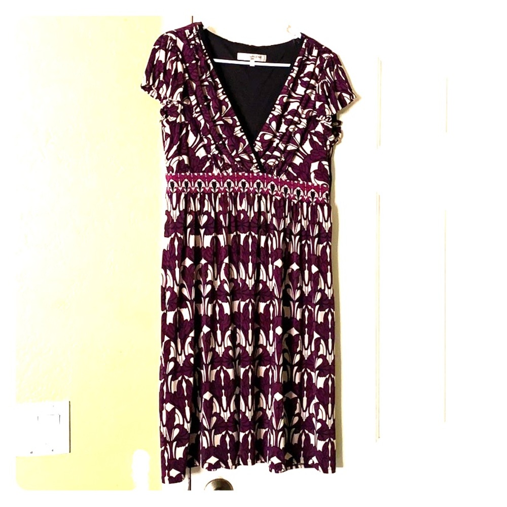 Evan-Picone purple and cream dress